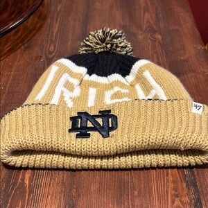 47 Notre Dame Black & Gold Pom Cuffed Knit Hat